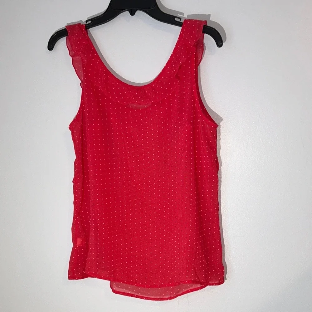Old Navy Red Sleeveless Polka Dot Tank Top Sheer‎ Size L